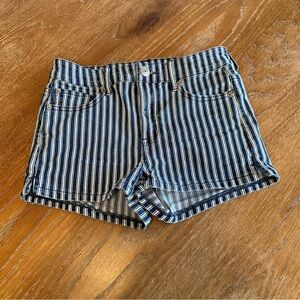 AE Women’s Navy and White Striped Shorts